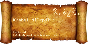 Knabel Árpád névjegykártya